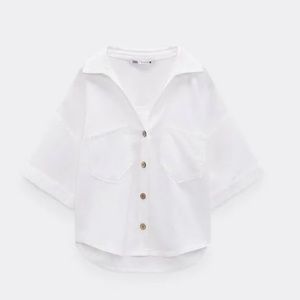 Zara Linen and Viscose Blend Crop Shirt